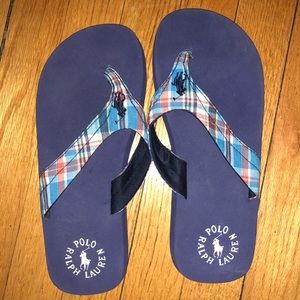 Navy Ralph Lauren flip flops